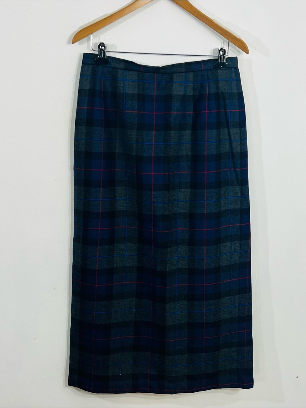 Talbots Vintage Plaid Straight Long Skirt Wool Lined Minimalist Cottagecore 12